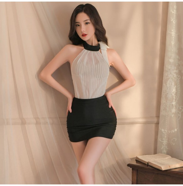 FEE ET MOI - Sexy Secretary Bodycon Skirt (White - Black)